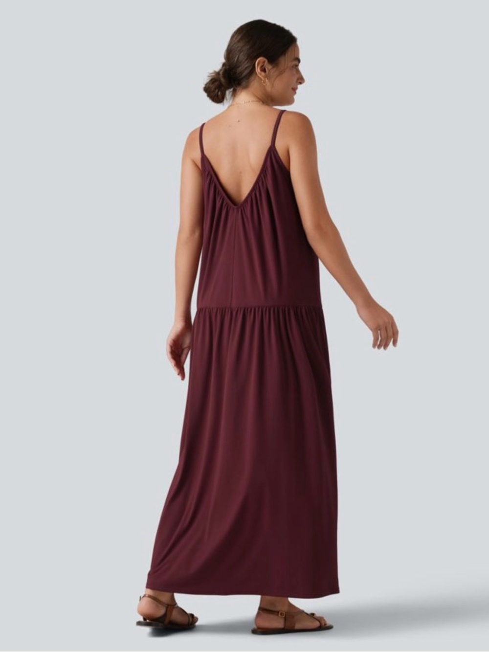 Halara | Sleeveless V-Neck Maxi Dress in Deep Wine 🍷